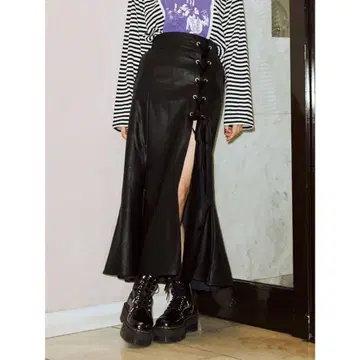 jouetie 쥬에티 레이스업 머메이드 스커트 가죽 스커트