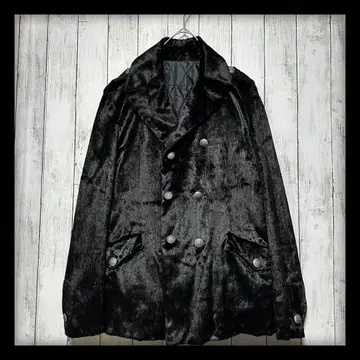 밀리터리 자켓 인조 모피 자켓 더블 은색 버튼 블랙 M