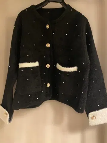 두꺼운 가디건 블랙