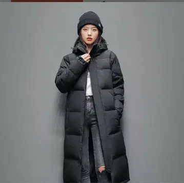 롱 블랙 다운 자켓