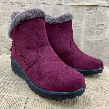 새상품 여성용 24.0cm 보아 안감 지퍼 숏부츠 6432 빨간색