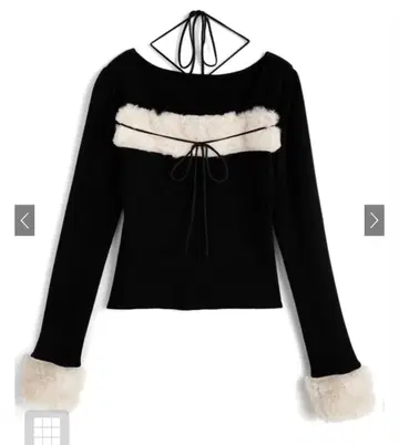 GRL 퍼 홀터넥 리본 니트탑[ru1387]