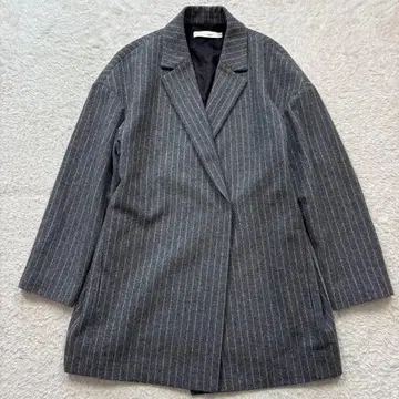 KNOTT 노트 울 캐시미어 코트 그레이 스트라이프 일본제