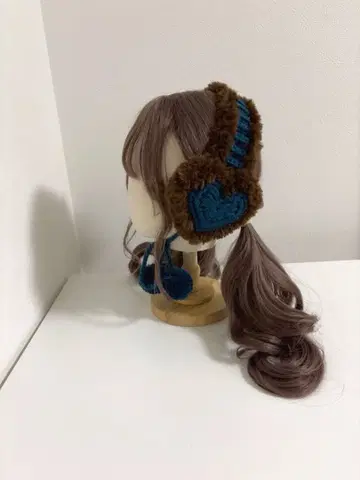 하트 귀도리 아이보리 블루 핸드메이드 귀도리 파랑