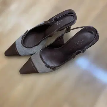 긴자 카네마츠 브라운 백 스트랩 펌프스 사이즈 24