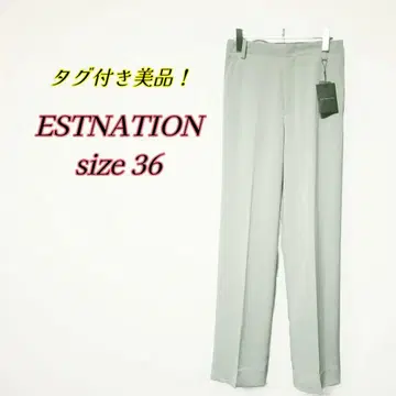 ESTNATION 와이드 슬랙스 라이트 그린 36