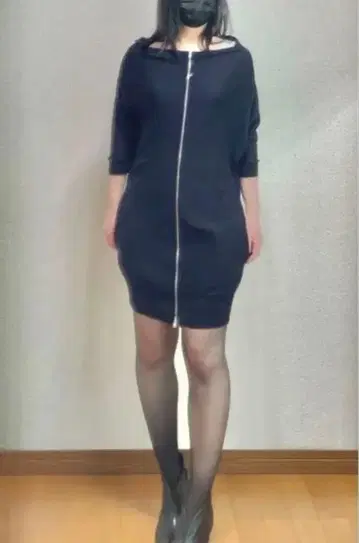 Edition 지퍼 원피스 7부 소매