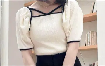 Heather 모듬 퍼프 슬리브 TEE 반팔