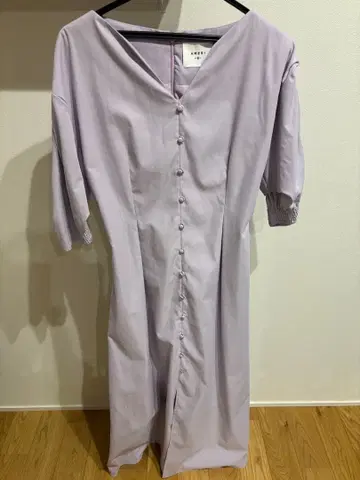 AMERI 연보라 셔츠 원피스 반팔