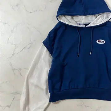 FILA x Lovetoxic 절개 로고 리브 숏 기장 긴팔 후드티 M