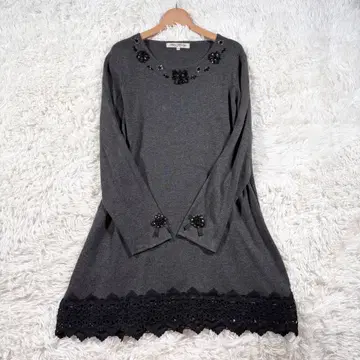 슈퍼 뷰티 니트 원피스 빅 사이즈 44 그레이 비쥬