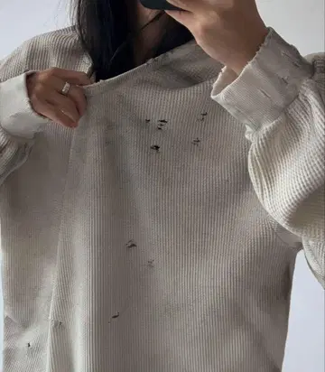 Y2K 데미지 니트 아이보리