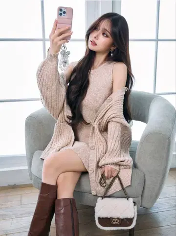 [GRL] 니트 가디건 x 미니 원피스 셋업[ru1315]