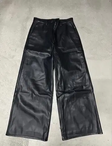 HARE 블랙 합성 피혁 와이드 팬츠 swag Y2K 코팅