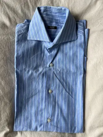 BARBA 긴팔 셔츠 파랑 스트라이프 39/15.5