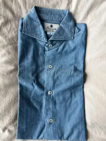 Gianetto 라이트 블루 반팔 데님 셔츠