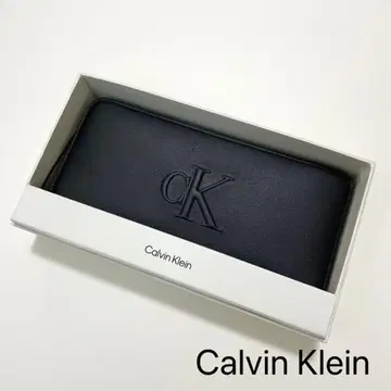 캘빈클라인 장지갑 지갑 라운드 지퍼 엠보싱 CK 블랙