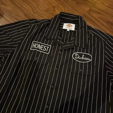 Dickies 디키즈 브로드 스트라이프 오픈 카라 셔츠 블랙 M