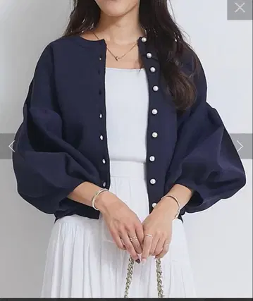 러브티크 봉봉 펄 봉긋한 슬리브 니트 가디건