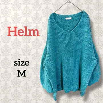 헬름 [ M ] 믹스 컬러 V넥 니트 큼직한 스웨터 볼륨 슬리브