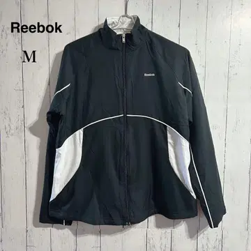 인기 좋은 배색 Reebok 나일론 자켓 블랙/화이트 원 포인트