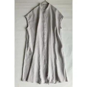 anyFAM 애니팜 세탁 가능한 드레이프감 원피스 밴드 카라 프론트 오픈