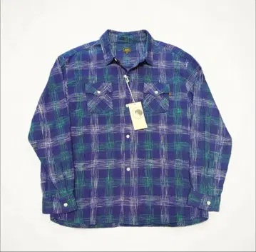 [ 미사용 ] RATS 체크 셔츠 긴팔 네이비 체크 XL 사이즈