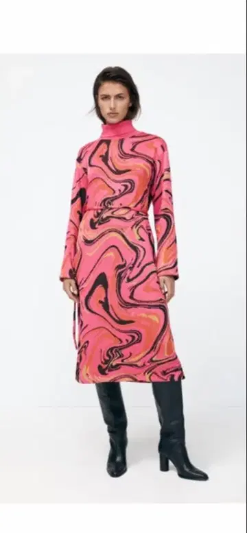 ZARA 벨트 자카드 원피스