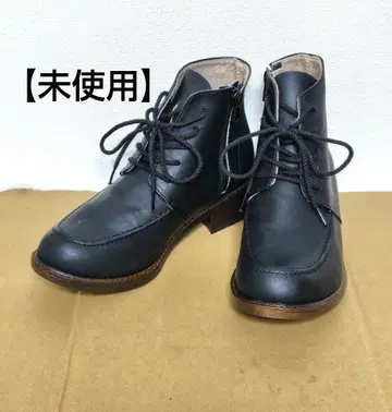 숏컷 부츠 블랙 사이드 지퍼(합성 피혁) [ 미사용 ]