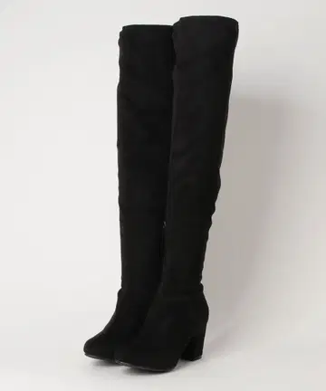 블랙 니하이 부츠 7cm 힐 롱 부츠