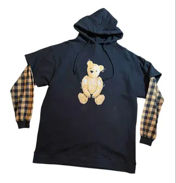 CANDY STRIPPER 곰 프린트 레이어드 후드티 원피스