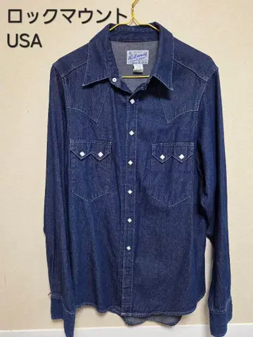 ROCK MOUNT 데님 웨스턴 셔츠 L 상당 락마운트 USED