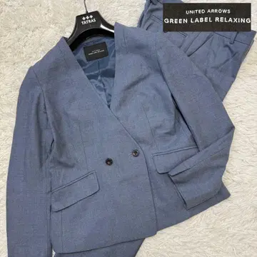 새상품급/L 그린 라벨 릴랙싱 수트 셋업 더블 노카라 파랑