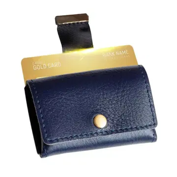 천연 가죽 코인 케이스 남성용 손바느질 지갑 심플 가죽 잡화 네이비