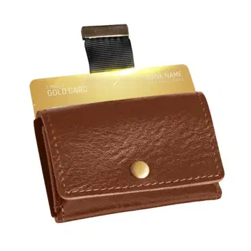 천연 가죽 코인 케이스 남성용 손바느질 지갑 심플 가죽 잡화 브라운