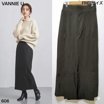 [ 새상품급 ] VANNIE U 롱 타이트 스커트 블랙 차콜 프리 사이즈