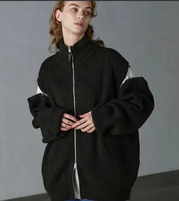 SERACE 2way 루즈 지퍼 드라이버즈 니트