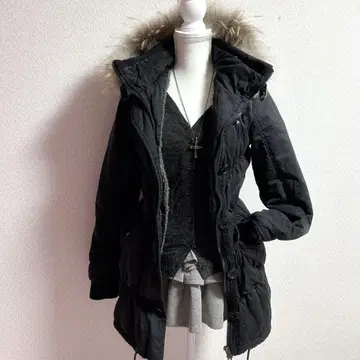 y2k 헤이세이 퍼 달린 블랙 밀리터리 자켓 모즈 코트 블랙 기믹