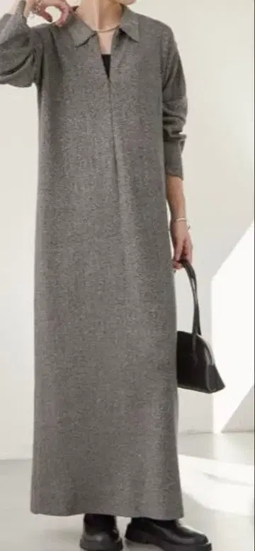 Omekashi 프론트 지퍼 니트 원피스 그레이 라메 38