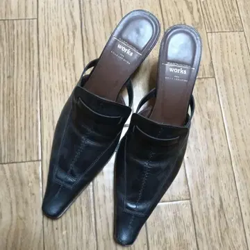 가죽 스틸레토 하이힐 블랙