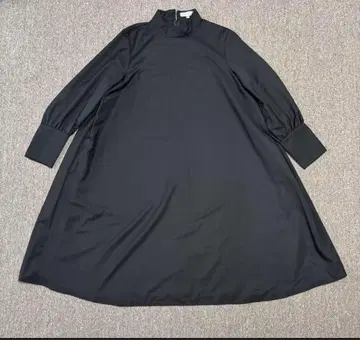 s.t.closet frabjous 블랙 스탠딩 칼라 플레어 롱 원피스