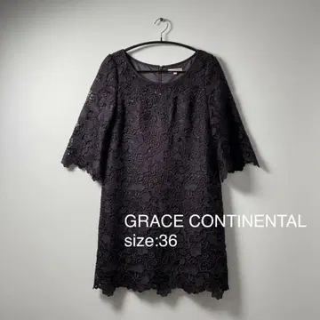 [새상품급] 그레이스 콘티넨탈 자수 레이스 드레스 원피스 36 블랙