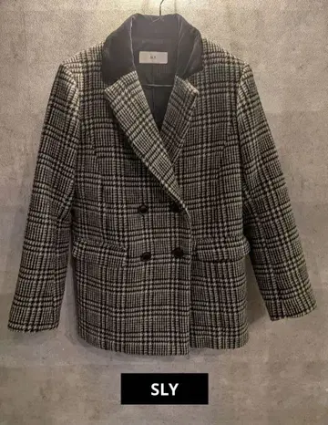 SLY 체크 무늬 두꺼운 원단 숏코트