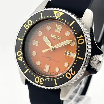 [ 작동/벨트 새상품 ] 세이코 다이버 워치 데이트 손목시계 오렌지