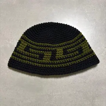 비니 버킷햇 크로셰 모자 남녀 공용 크러셔 모자 블랙 x 카키