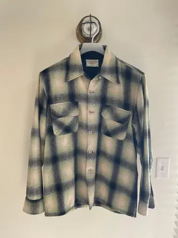 70s JC Penney 섀도우 체크 울 셔츠 빈티지