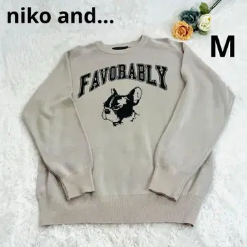 니코앤드 - 강아지 패턴 니트 맨투맨 M 그레이지 자카드