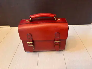 HERZ 2way 통형 미니백(CW-2) 레드 새상품급 헬츠 천연 가죽