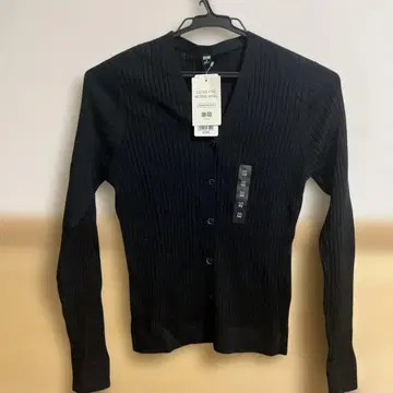 UNIQLO 엑스트라 파인 메리노 리브 숏 가디건 M 블랙