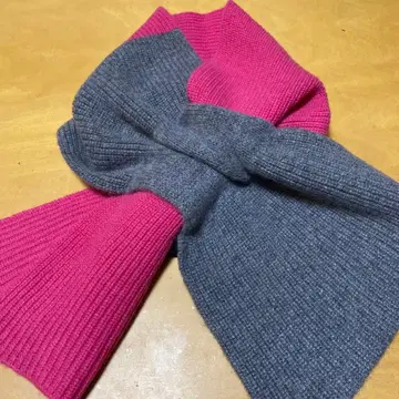 캐시미어 머플러 그레이 x 핑크